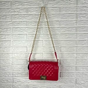 Deluxity Berry Pink Quilted Jelly Crossbody Handbag with Gold Hardware NWT